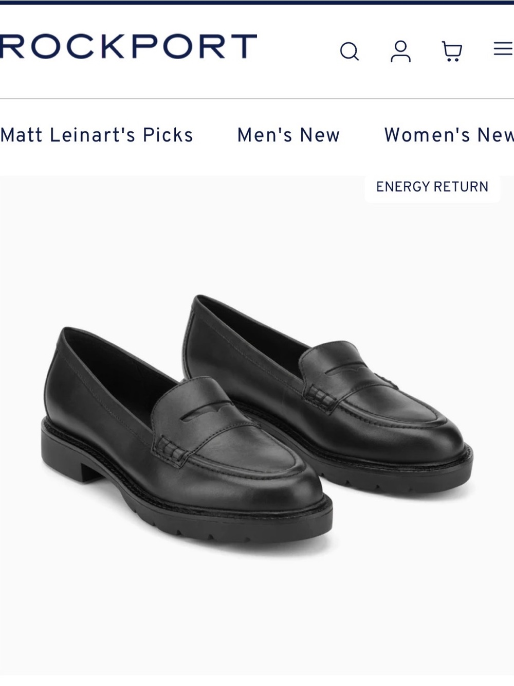 Rockport Women's Black Leather Penny Loafers